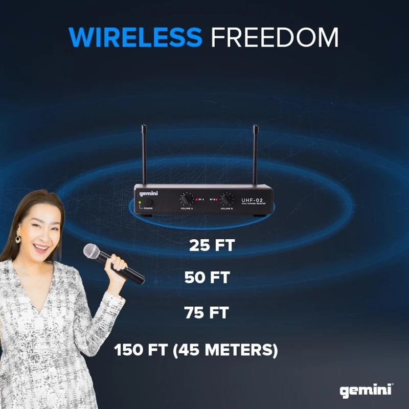Gemini UHF-02 dual wireless Mic system