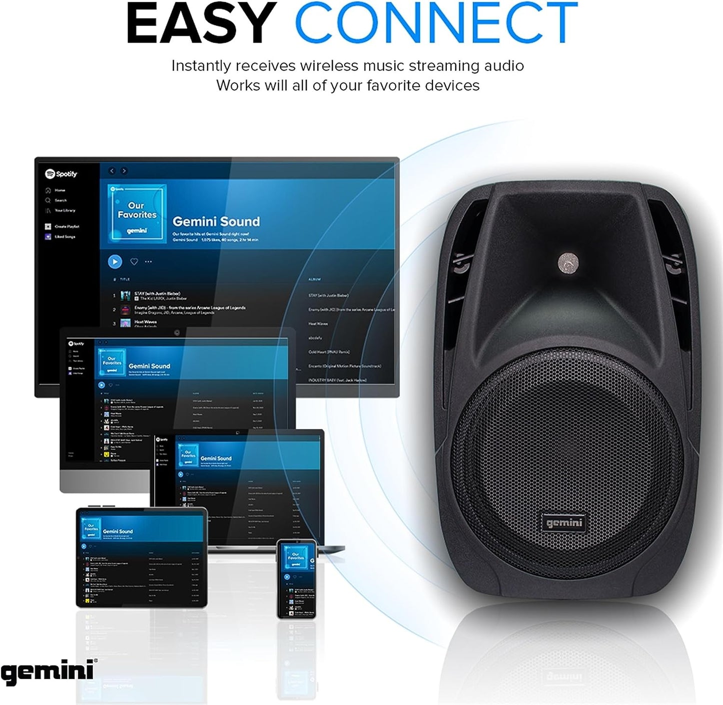 Gemini 210 Compact PA system with Blutooth and speaker stands