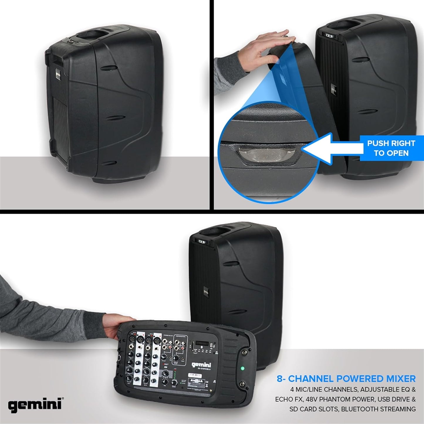 Gemini 210 Compact PA system with Blutooth and speaker stands
