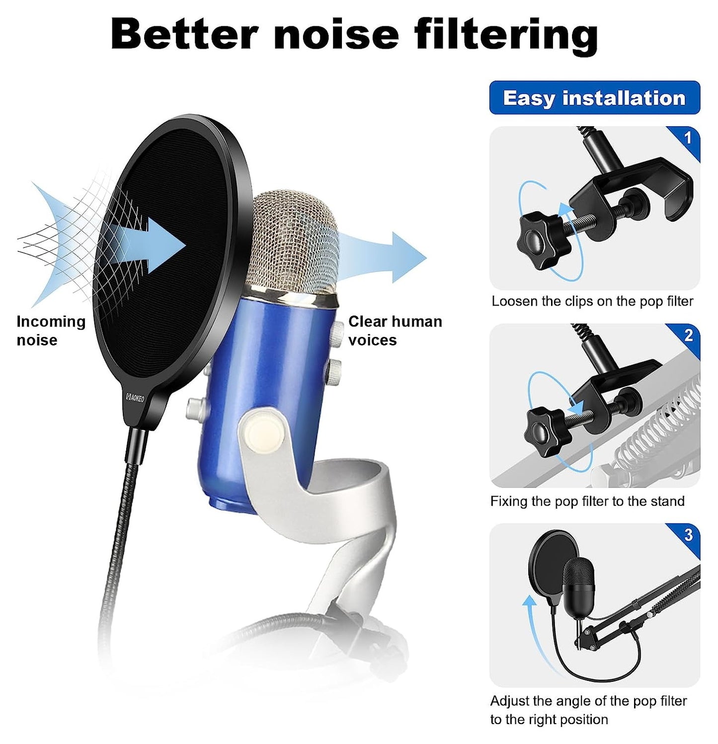 Pop screen for close mic'ing