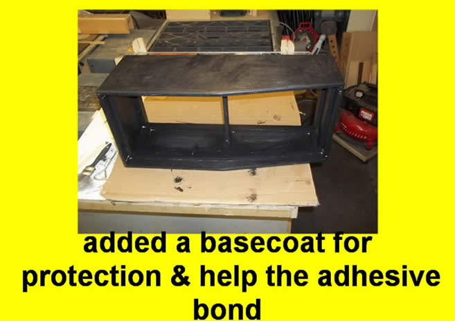 May be an image of text that says 'added a basecoat for protection & help the adhesive bond'