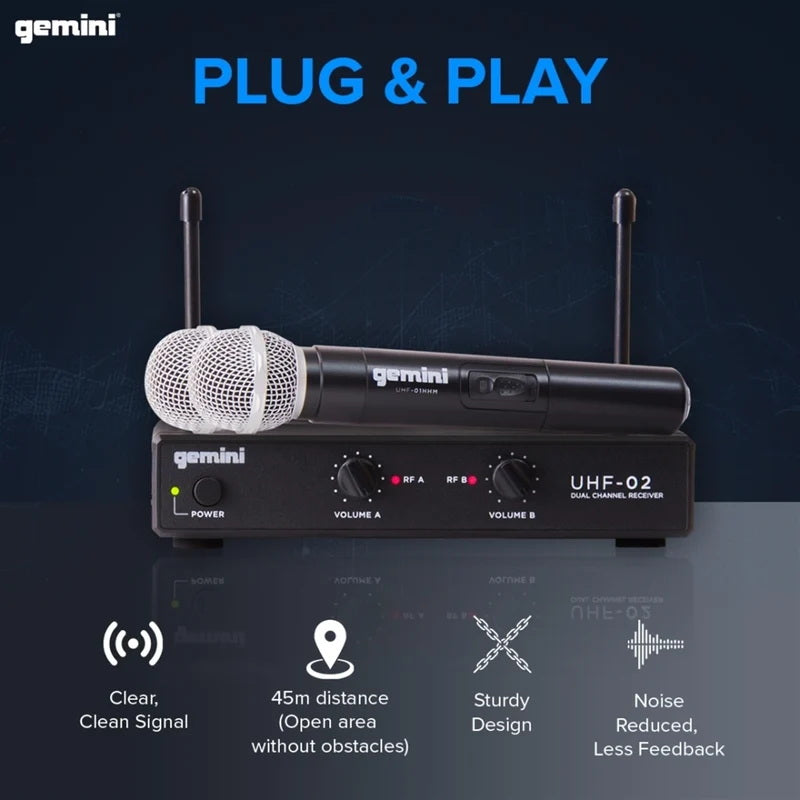 Gemini UHF-02 dual wireless Mic system