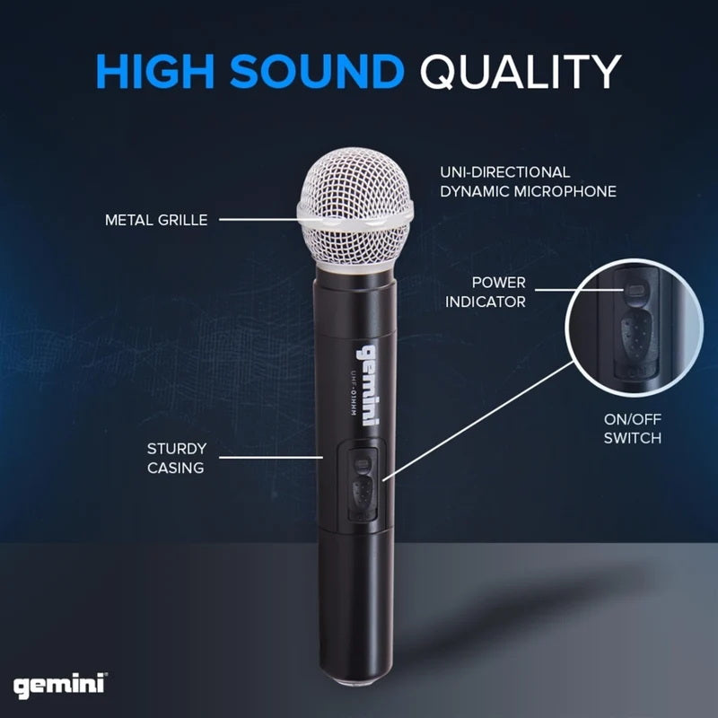Gemini UHF-02 dual wireless Mic system