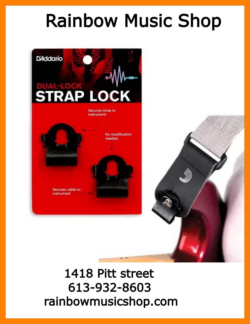 D'addario Dual-Lock Strap Locks Pair