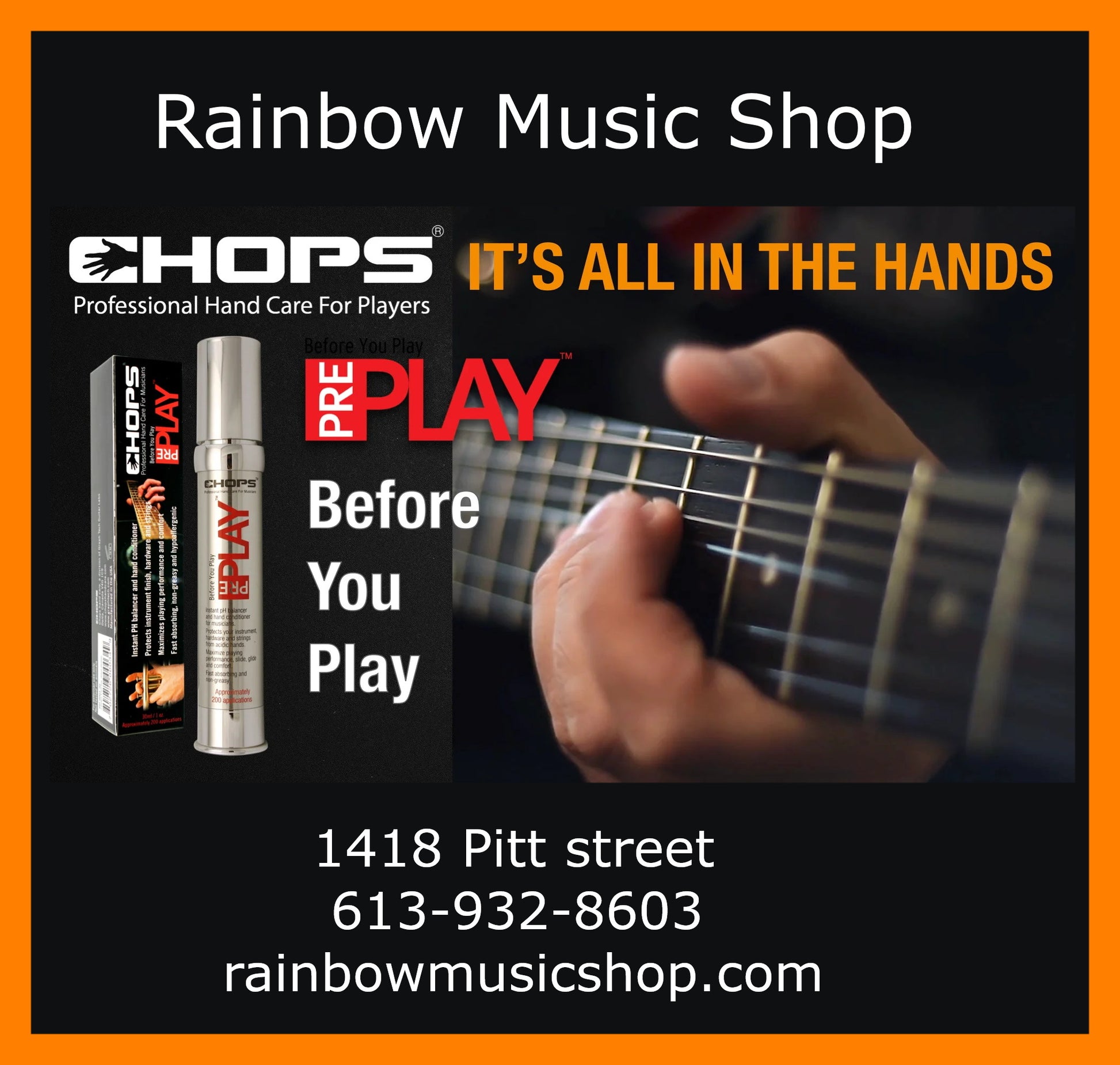 Chops PrePlay Guitarist's hand conditioner – Rainbow Music Shop