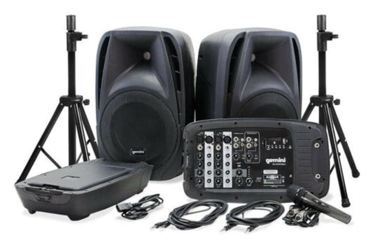 Gemini 210 Compact PA system with Blutooth and speaker stands