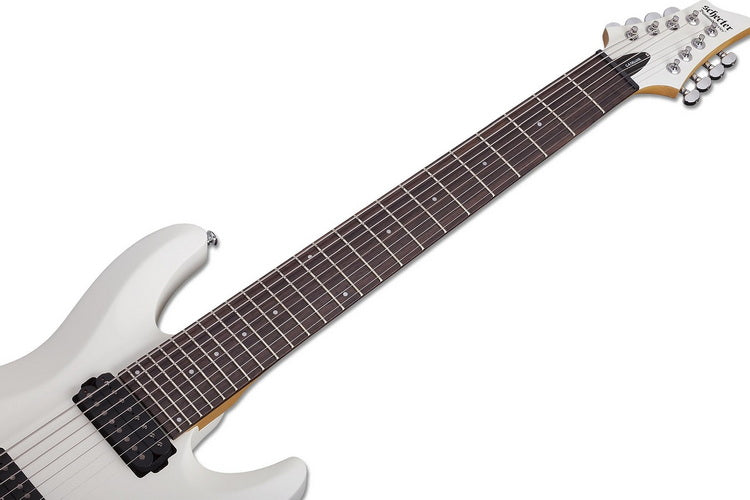 Scheter C-8 Deluxe 8 string electric guitar Satin white